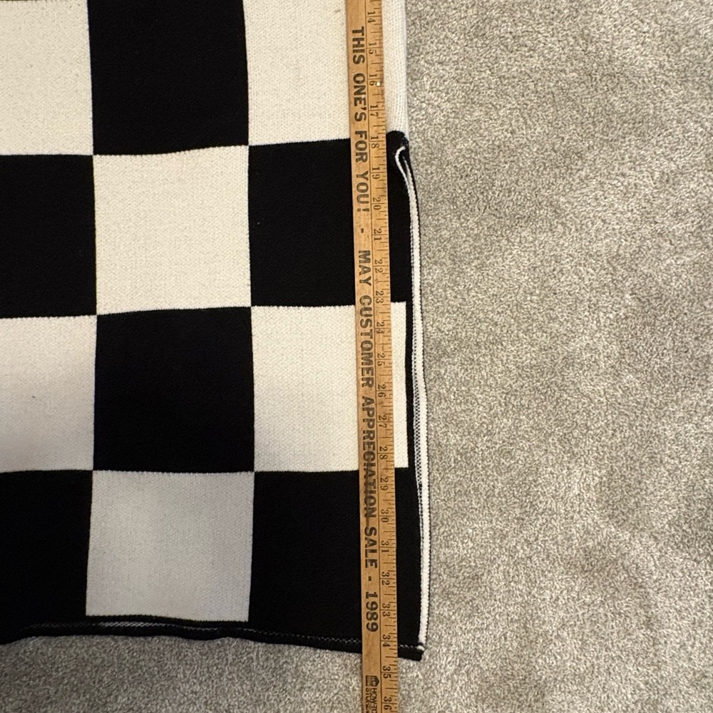 Knit Checkered Black and White Midi Skirt Side Slit Edgy Minimal Woman's Medium - Picture 8 of 8